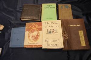 lot 73 image: Lot of 7 Vintage Books - Includes The Life of Daniel Boone, The Book of Virtues, and More