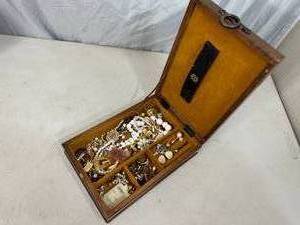 lot 34 image: Jewelry Box with Assorted Estate Jewelry
