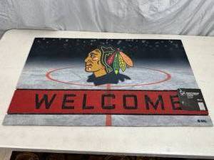 lot 56 image: New Heavy Rubber Chicago Blackhawks Entry Mat