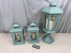 lot 79 image: 3 Luminara Flameless Candle Lanterns
