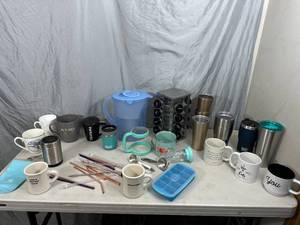 lot 95 image: Tupperware Pitcher, Mugs, Spice Rack, More
