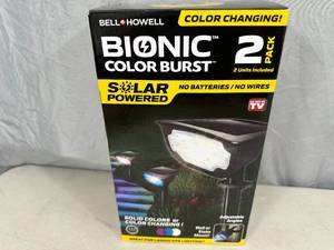 lot 175 image: New 2 Pack Bionic Color Burst Solar Lights