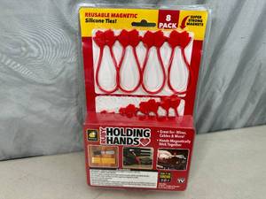 lot 249 image: New 8 Pack of Ruby Holding Hands Magnetic Silicone Ties  Organizers
