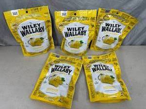 lot 264 image: 5 New Bags of Wiley Wallaby Licorice - Lemonade Flavor