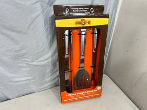 lot 281 image: New 4 pc Forged Stainless Steel BBQ Set