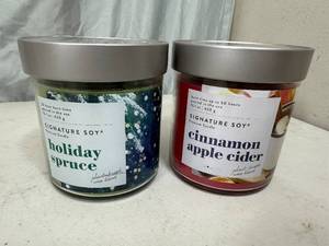 lot 340 image: 2 New Signature Soy Holiday Candles - Dual Wick