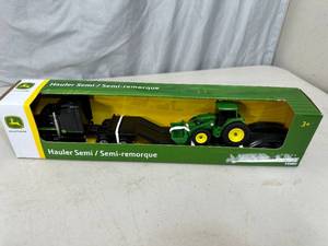 lot 344 image: New John Deere Semi Truck Hauler and Tractor Toy