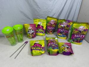lot 320A image: Sweets Tart and Tangy Candy and Tumbler Cups with Stainless Straws