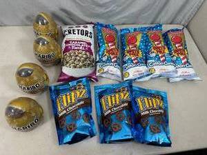 lot 330A image: Flipz Chocolate Pretzels, Gummy Bears, Cotton Candy, Etc
