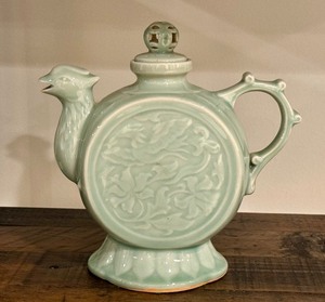 lot 16G image: Celadon Chinese Phoenix Teapot