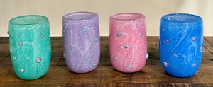 lot 15G image: Set of Four Hand Blown Glass Tumblers