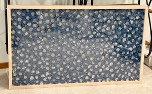lot 13G image: Beautiful Framed Navy Blue Molecule Paper Mache Shadow Box Wall Art