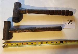 lot 25 image: 1 BRASS Head Hammer 1 Steel Hammer Head