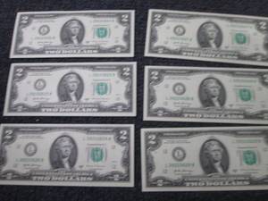6 Sequential, Uncirculated $2 Bills...