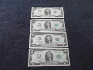 4 Sequential, Uncirculated $2 Bills...