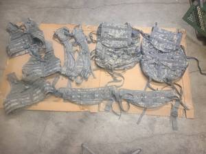 lot 12 image: 2 Rucksacks - 2 waist belts - 2 shoulder harnesses (one needs repair) and 3 vests