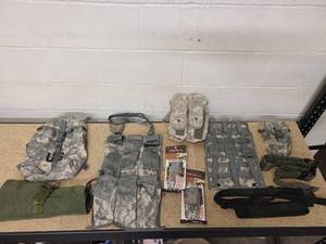 lot 20 image: Seabag Top Load OD Green and assorted pouches (see description below)