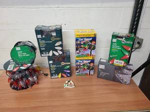 lot 39 image: Batch of Miscellaneous Christmas lights - some white - some colored - various sizes and 2 Star Shower Motion Laser Lights - all customer returns