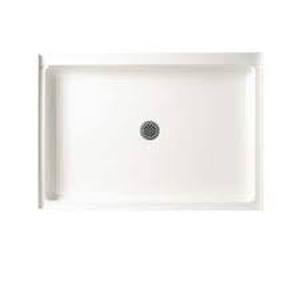 Swan 34 in. x 42 in. Solid Surface Single Threshold Center Drain Shower Pan in White  Customer Returns See Pictures