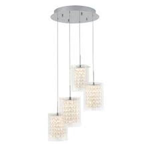 Artika Crystal Cube 17-Watt 4 Light Chrome Modern Integrated LED Pendant Light Fixture for Dining Room or Kitchen Customer Returns See Pictures