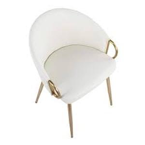 Lumisource Claire White Faux Leather and Gold Metal Dining Chair   Customer Returns See Pictures