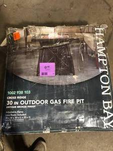 Hampton Bay Crossridge 30.00 in. W 50000 BTU coating Steel Propane Outdoor Fire Pit Table with Lava Rocks and Screen  Customer Returns See Pictures