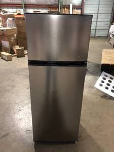 Vissani 7.1 cu. ft. Top Freezer Refrigerator in Stainless Steel Look Damage on Top Right  Corner   Customer Returns See Pictures