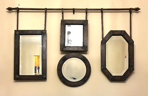 lot 8 image: Vintage Framed Decorative Hanging Mirror Ensemble