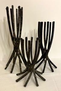 lot 67 image: Three Decorative Metal Candle Holders