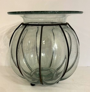 lot 107 image: Caged Glass Vase  Candle Holder