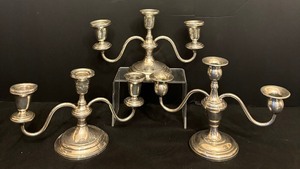 lot 12A image: Three Vintage Sterling Silver Candle Holders