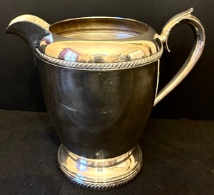 lot 143 image: Vintage Trade Mark 1883 Rovers Silver Co.  Silver on Copper 1507 Water Pitcher