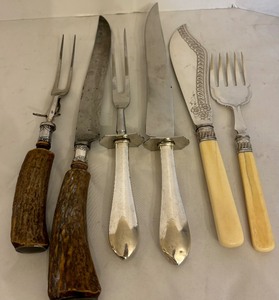 lot 194 image: Variety of Vintage Kitchen Carving Utensils