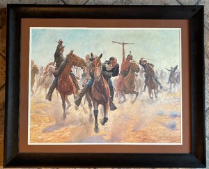 lot 225 image: Breaking Through the Line Framed Canvas Replica Print