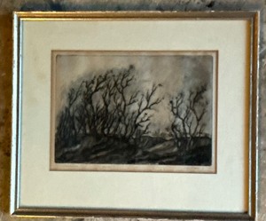 lot 227 image: Framed Vintage Abstract Black and White Print entitled Primavera