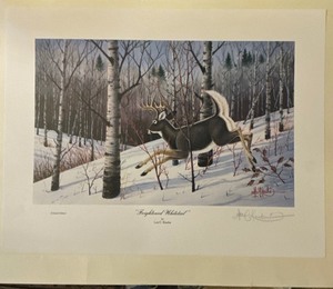 lot 235 image: Frightened Whitetail Print by Les Kouba