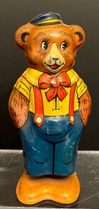 lot 234 image: Vintage J. Chein Tin Wind Up Walking Bear