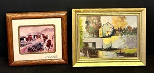lot 221 image: Two Petite Original Framed Art Paintings