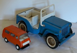 lot 174 image: Vintage Tonka Jeep and Vintage Orange Van