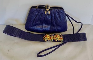 lot 181 image: Vintage Purple Judith Leiber Handbag and Belt