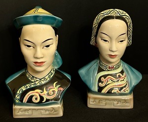lot 22 image: Goldcrest Helen Liedoff Chinese Head Asian Man & Woman Porcelain Busts