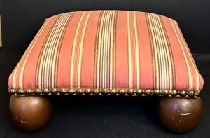 lot 31 image: Petite Vintage Striped Foot Upholstered Stool