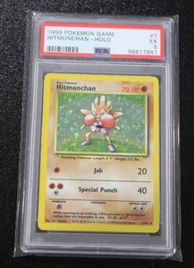 lot 135 image: 1999 Pokemon Base Set Holo Hitmonchan #7102 PSA 5