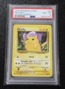 lot 142 image: 1999 Pokmeon Base Set Pikachu Yellow Cheeks #58102 PSA 8
