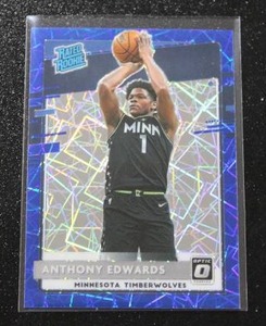 lot 147 image: 2020-21 Optic Blue Velocity Prizm Anthony Edwards #151 Rookie Card