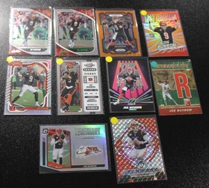 lot 162 image: Joe Burrow Football Card Lot  10 Cards w 2 Rookie Cards