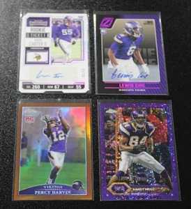 lot 169 image: Minnesota Vikings Autograph & Serial Numbered Card Lot  4 Cards