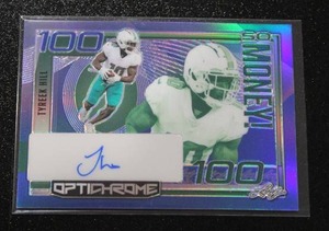 lot 14 image: 2023 Leaf Optichrome So Money Blue Tyreek Hill Autograph 28  Only 8 Exist