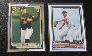 lot 51 image: 2023 & 2024 Paul Skenes Baseball Card Rookie Lot  2 Rookie Cards