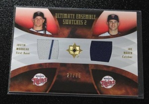 lot 56 image: 2007 Upper Deck Ultimate Collection Dual Jersey Relic Joe Mauer & Justin Morneau 2775  Only 75 Exist